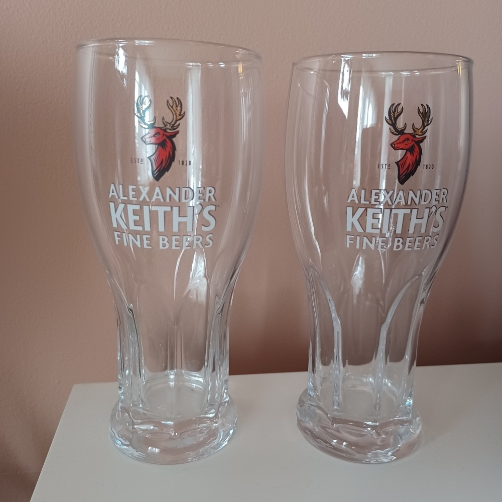 Alexander Keith's Fine Beers Pint Beer Glass 7.25 " Tall 16 oz Lot Of 2